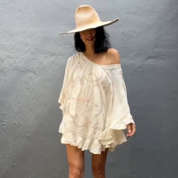 STYLE PARK MIRAH SEQUIN & EMBROIDERED SHORT BEACH DRESS - ONE SIZE - BNWT - Picture 2 of 8